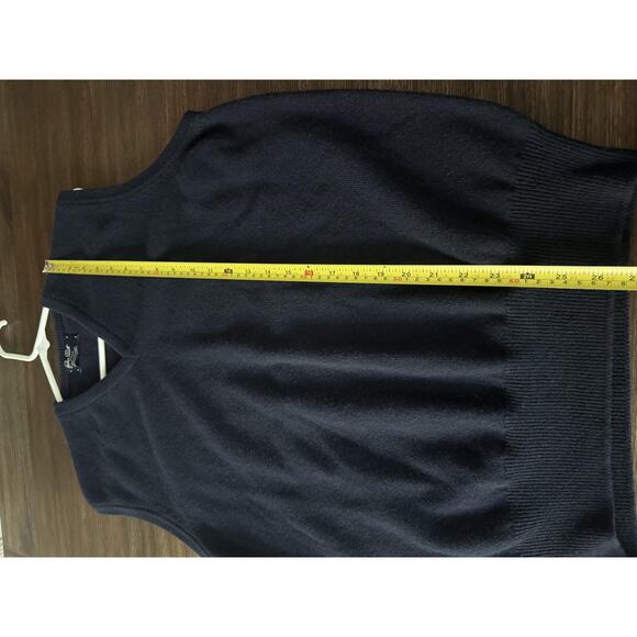 Peter Scott Sweater Vest Mens Size 44 Navy Blue 100% Lambswool V Neck Scotland - Picture 6 of 8
